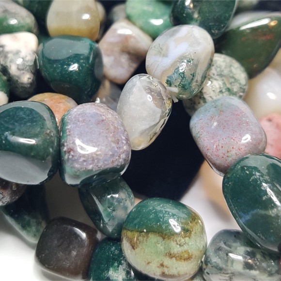 FANCY JASPER STRETCHY NUGGET BRACELET NATURAL STONE w/ FREE FELT POUCH - Picture 4 of 7